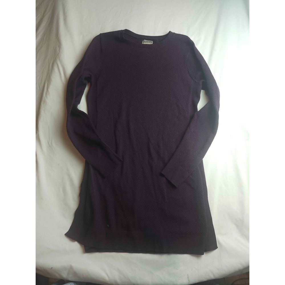 Duluth Trading Co Tunic Sweater Womens Small Purple Waffle Knit Long Sleeve Cozy